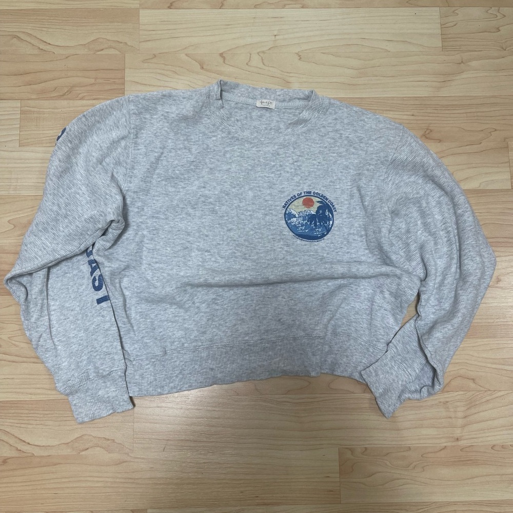 [Brandy Melville] Grey Waffle Long Sleeve Shirt